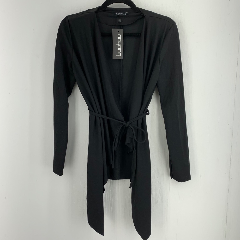 Boohoo Womens Small Medium Asymmetrical Cardigan Grunge Goth Lightweight NEW